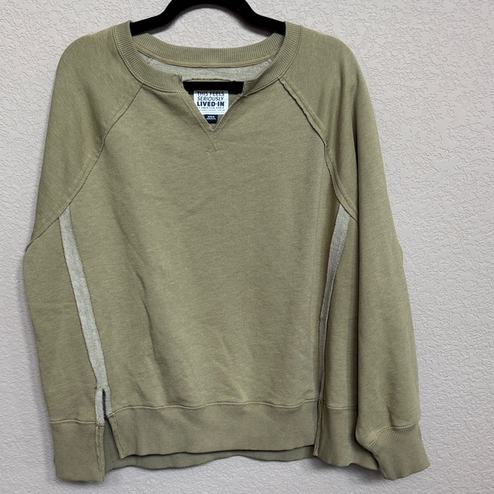 American Eagle “This Feels Seriously Lived-In” Beige Crewneck Sweatshirt - NWOT